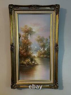 12 X 24 Vintage W. Riley Tropical Tequila Sunrise Oil Painting