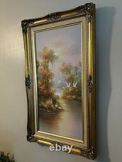 12 X 24 Vintage W. Riley Tropical Tequila Sunrise Oil Painting
