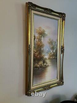 12 X 24 Vintage W. Riley Tropical Tequila Sunrise Oil Painting