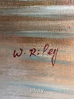 12 X 24 Vintage W. Riley Tropical Tequila Sunrise Oil Painting
