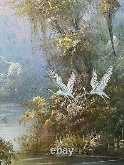 12 X 24 Vintage W. Riley Tropical Tequila Sunrise Oil Painting