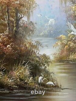 12 X 24 Vintage W. Riley Tropical Tequila Sunrise Oil Painting