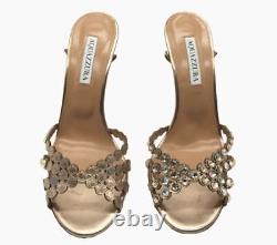 $1350 Aquazzura Women's Brown Tequila Crystal Sandal Shoes Size EU 38/US 8