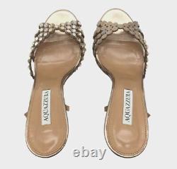 $1350 Aquazzura Women's Brown Tequila Crystal Sandal Shoes Size EU 38/US 8