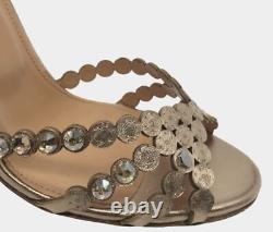 $1350 Aquazzura Women's Brown Tequila Crystal Sandal Shoes Size EU 38/US 8