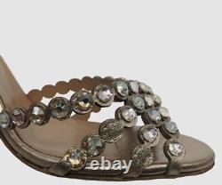 $1350 Aquazzura Women's Brown Tequila Crystal Sandal Shoes Size EU 38/US 8