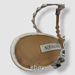 $1395 Aquazzura Women's White Tequila Crystal Ankle Strap Sandal Shoes Size 38.5