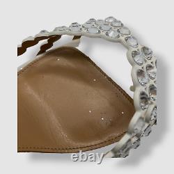$1395 Aquazzura Women's White Tequila Crystal Ankle Strap Sandal Shoes Size 38.5