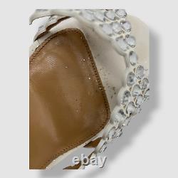 $1395 Aquazzura Women's White Tequila Crystal Ankle Strap Sandal Shoes Size 38.5