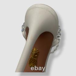 $1395 Aquazzura Women's White Tequila Crystal Ankle Strap Sandal Shoes Size 38.5