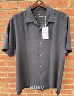 $145 Tommy Bahama Mens Tequila Reserve Hawaiian Aloha Black Silk Camp Shirt XL