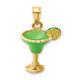 14k Yellow Gold Green Salted Margarita Drink Lime Necklace Charm Pendant