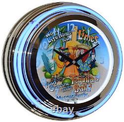 15 Tequila Margaritaville Blue Double Neon Beer Clock Bar Pub Man Cave Decor