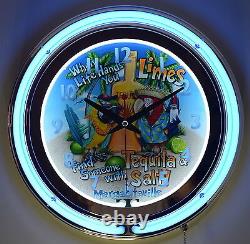 15 Tequila Margaritaville Blue Double Neon Beer Clock Bar Pub Man Cave Decor