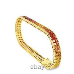 18K Yellow Gold Tennis Bracelet MULTI SAP 19.26tcw Tequila Sunrise