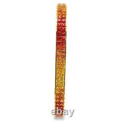 18K Yellow Gold Tennis Bracelet MULTI SAP 19.26tcw Tequila Sunrise