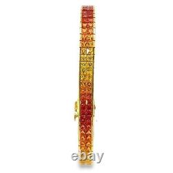 18K Yellow Gold Tennis Bracelet MULTI SAP 19.26tcw Tequila Sunrise