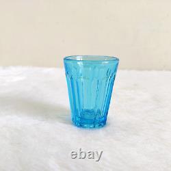 1930 Vintage Aqua Blue Glass Tequila Shot Tumbler Decorative Barware Collectible
