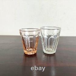 1930 Vintage Peach Shade Clear Glass Tequila Shot Tumbler Japan Barware 2Pc GT29