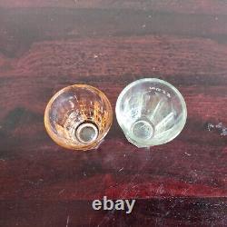 1930 Vintage Peach Shade Clear Glass Tequila Shot Tumbler Japan Barware 2Pc GT29