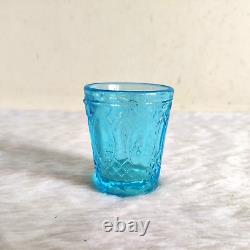 1930s Vintage Aqua Blue Glass Tequila Shot Tumbler Old Barware Collectible GT313