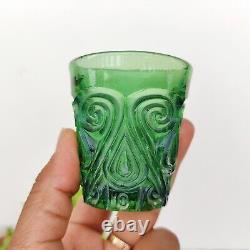 1930s Vintage Green Emerald Glass Tequila Shot Tumbler Old Barware Decorative