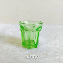 1930s Vintage Green Glass Tequila Shot Tumbler Belgium Barware Collectible Mint
