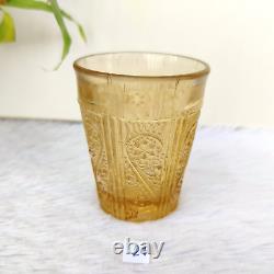 1930s Vintage Yellow Shaded Glass Tequila Shot Tumbler Old Barware Decorative