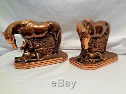 1940s Gladys Brown Edwards Tequila Mare Foal Dodge Horse Copper Bronzed Bookends