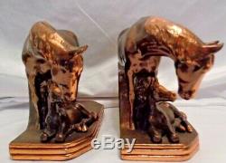 1940s Gladys Brown Edwards Tequila Mare Foal Dodge Horse Copper Bronzed Bookends