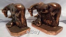 1940s Gladys Brown Edwards Tequila Mare Foal Dodge Horse Copper Bronzed Bookends