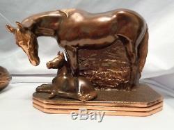 1940s Gladys Brown Edwards Tequila Mare Foal Dodge Horse Copper Bronzed Bookends