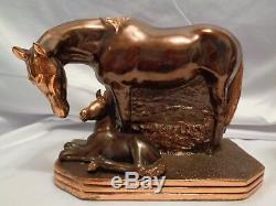 1940s Gladys Brown Edwards Tequila Mare Foal Dodge Horse Copper Bronzed Bookends