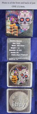 2023 Mexico Libertad Tequila De Los Muertos Black Platinum 1 Oz Silver 241578