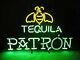 24x16 Patron Tequila Bee Beer Logo Neon Sign Bar Shop Home Real Glass Artwork