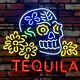 24x20 Tequila Sugar Skull Neon Light Sign Real Glass Gift Bar Window Light