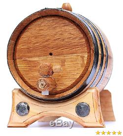 2 Liter Golden Oak Barrel for Whiskey, Wine, Rum, Bourbon, Tequila and Beer B