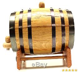2 Liter Golden Oak Barrel for Whiskey, Wine, Rum, Bourbon, Tequila and Beer B
