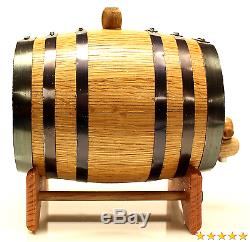 2 Liter Golden Oak Barrel for Whiskey, Wine, Rum, Bourbon, Tequila and Beer B