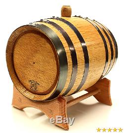 2 Liter Golden Oak Barrel for Whiskey, Wine, Rum, Bourbon, Tequila and Beer B