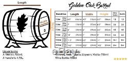 2 Liter Golden Oak Barrel for Whiskey, Wine, Rum, Bourbon, Tequila and Beer B