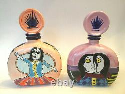 2 Los Azulejos Mendez Torrez Picasso Masterpiece Tequila Bottles Pottery (empty)