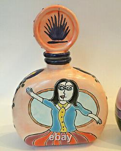 2 Los Azulejos Mendez Torrez Picasso Masterpiece Tequila Bottles Pottery (empty)