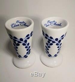 2 Pc Clase Azul Hand-Crafted Painted Tequila Snifter Shot Glasses NEW Never Used