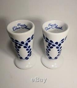 2 Pc Clase Azul Hand-Crafted Painted Tequila Snifter Shot Glasses NEW Never Used
