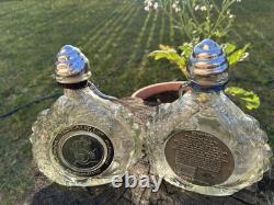 2 Vintage TEQUILA LEY. 925 Empty Bottle Dragon Design Metal Stopper