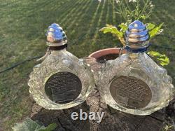2 Vintage TEQUILA LEY. 925 Empty Bottle Dragon Design Metal Stopper