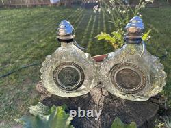 2 Vintage TEQUILA LEY. 925 Empty Bottle Dragon Design Metal Stopper