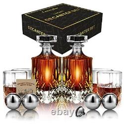 2 Whiskey Decanter Set with Glasses 4ChillBall LuxuryBar Tequila Bourbon Deca