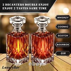 2 Whiskey Decanter Set with Glasses 4ChillBall LuxuryBar Tequila Bourbon Deca